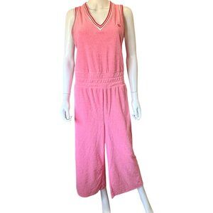 Juicy Couture Pink Terrycloth V-Neck Sleeveless Jumpsuit Womens Size Large NWT